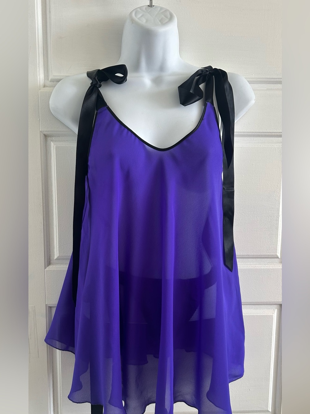 Victoria’s Secret Sexy Elegant Royal Purple Sheer Babydoll Lingerie Set S/P